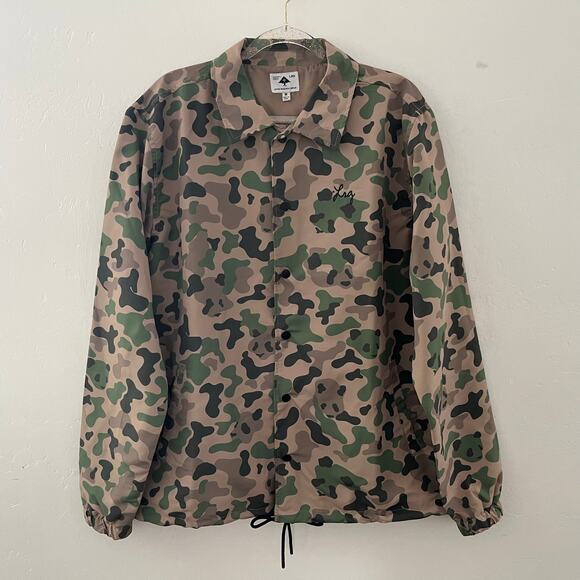 LRG Lifted Research Group Panda Camo Windbreaker Jacket Pockets Tan Medium NWOT - Picture 1 of 16
